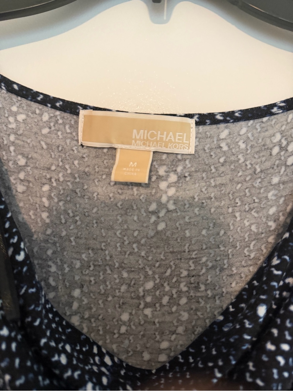 Michael Kors Black and White Printed V-Neck Top - Picture 3 of 4